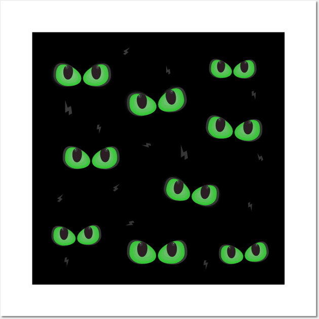 Glowing in the dark green eyes Wall Art by GULSENGUNEL